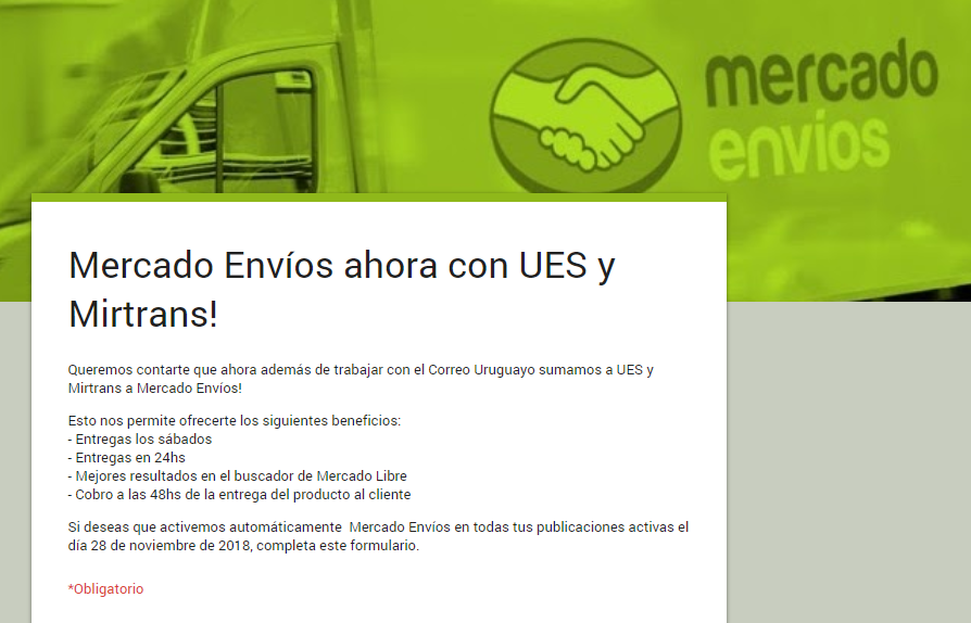 Mercado Envíos Uruguay ahora con UES y Mirtrans