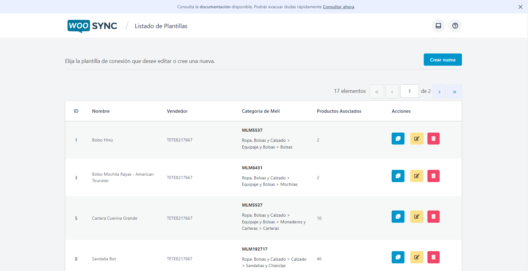 Cómo configurar las plantillas de conexión de WooSync para Mercado Libre