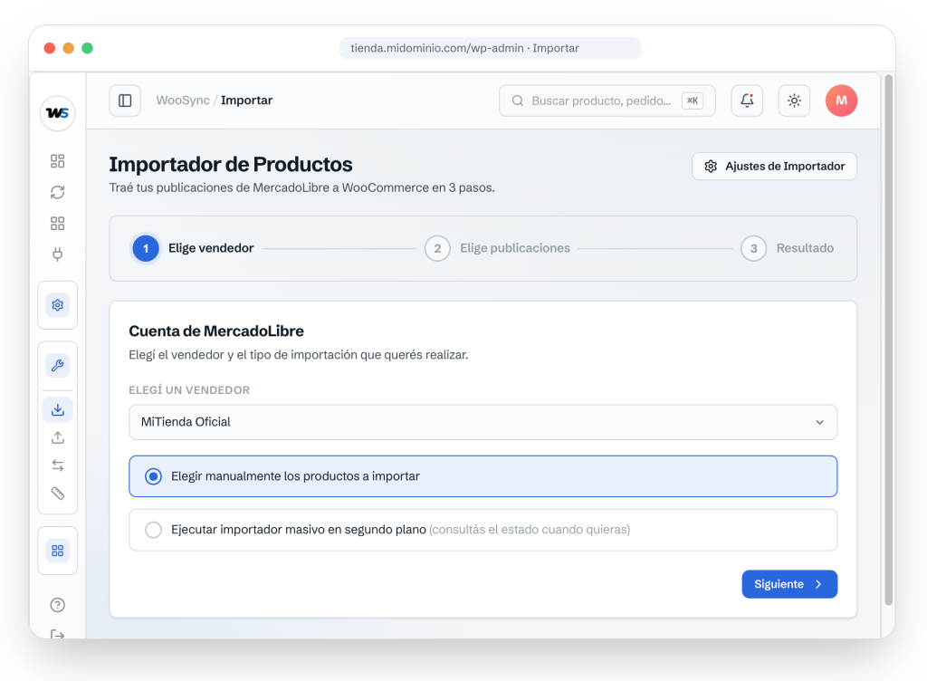 Importador de publicaciones de Mercado Libre a WooCommerce en WooSync